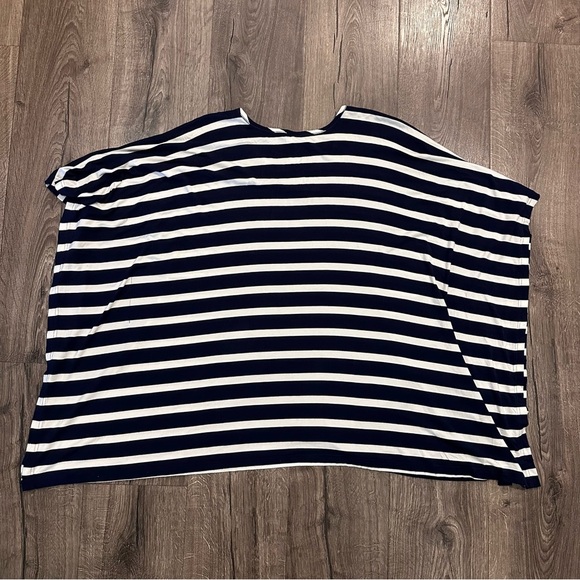 Yala Bamboo Viscose Striped Top L/XL Poncho Boxy Lagenlook Natural Comfort - Picture 2 of 10